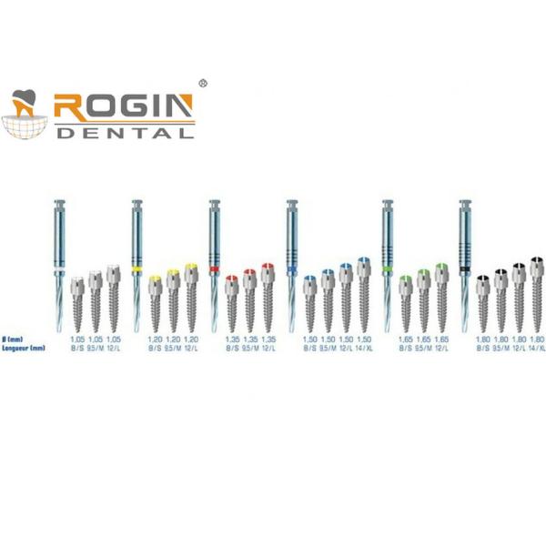 Pure Tapered Titanium Dental Screw Post 0.8mm Dia With Cross Keys And Reamers