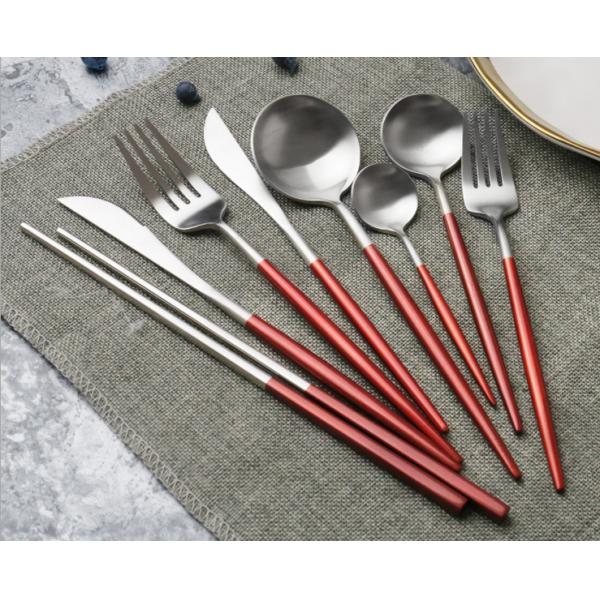 New Arrival Stainless Steel Flatware Set with Red Handle Color Kitchen Cutlery Dinnerware