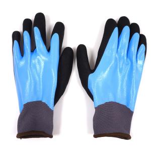 13 Gauge Nylon Double Dipped Nitrile Gloves Gloss Full Coating And Sandy Palm
