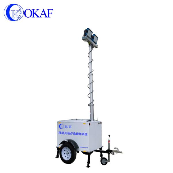 Quality Mobile Surveillance Camera Trailer Telescopic Mast With 2000W Generator wholesale