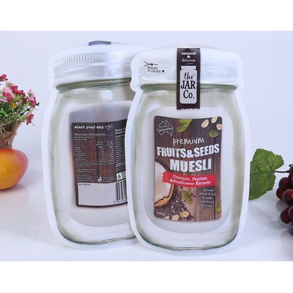 Mason Bottle Shape Custom Snack Bags Recyclable Stand Up Plastic Food Bag