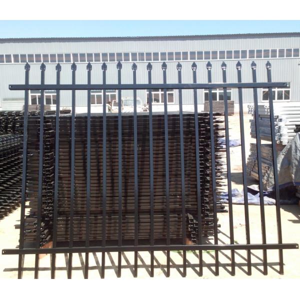 Quality 2 Rails Top And Bottom Flush Upright Rails Powder Coated galvanised steel palisade fencing wholesale