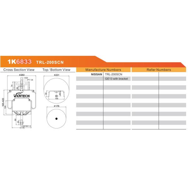 Popular Model Rolling Lobe Rubber Air Spring TRL-200SCN GE13 With Bracket For Truck And Trailer AIR BAGS