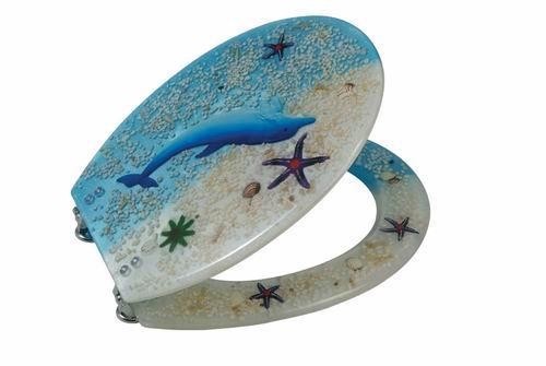 Quality sealife  polyresin decorate sanitary ware toilet seat with zinc hinge,round toilet seat,elongated toilet seat wholesale