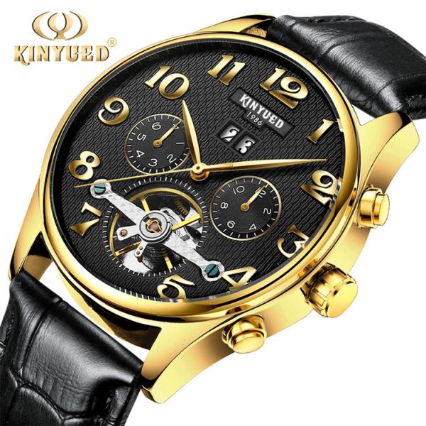 Quality Luxury Modern Leather Wrist Watch Multi Function Accurate Travel Time wholesale