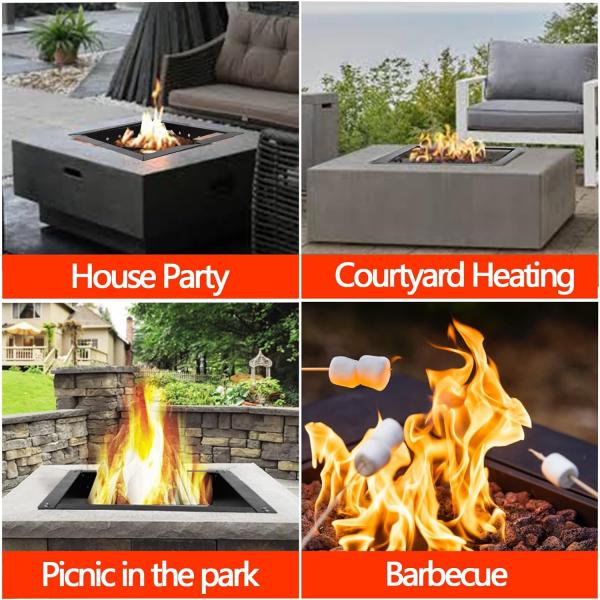 Square Outdoor Camping Accessories Portable Fire Pit Insert Ring 30" Inside Diameter with Heat Resistant Paint for Garden Bonfir