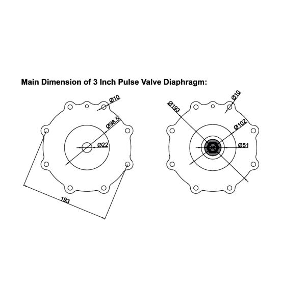 3-inch Joil Submerged Electromagnetic Pulse Valve Diaphragm JIHI80 JISI76M Maintenance Coating Sheet
