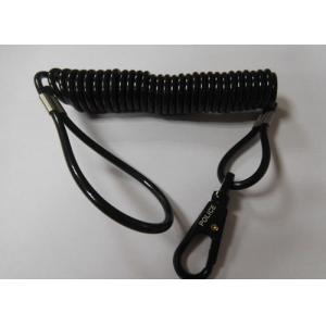 Coiled black tether holder custom different size loop ends w/big trigger snap hook as need