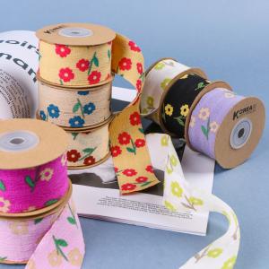 OEM Blossom Flower Art Printed Ribbon 40mm Custom Ribbon With Logo