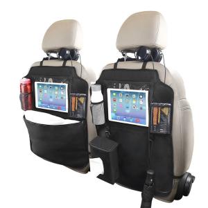 600D Polyester Fabric Car Backseat Trunk Organizer With Clear PVC iPad Holder
