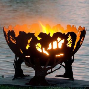 Decoration Hemisphere Corten Steel Outdoor Fire Pit Balls Laser Cutting