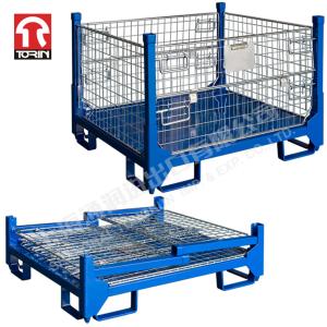 Cheap Torin LK48 Folding Semi Open Steel Wire Cage Wire Mesh Pallet Container Metal Pallet for sale
