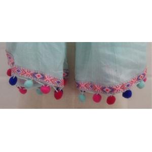 Chinese factory colorful pompom spring summer thin tassel scarf 20%Cotton 80
