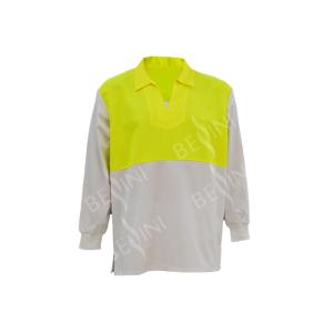 Breathable Soft Custom Work Shirts Long Sleeve Fluroscent Yellow / White Color