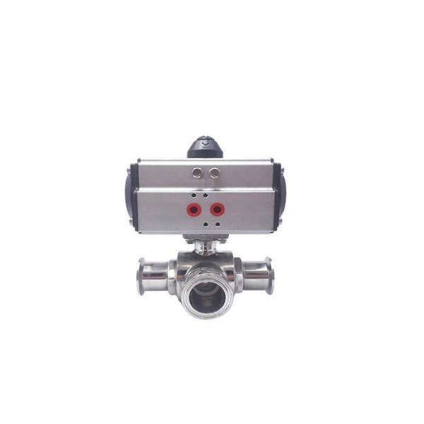 Quality 4" Sanitary 3-Way Sanitary Ball Valve  T - Port Tri - Clamp Pneumatic Ball Valve wholesale