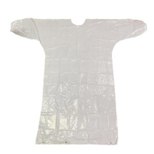 Cheap 78x144cm White Elastic Cuffs Disposable PE Plastic Work Gown Oil Proof No Reuse for sale