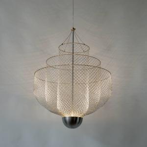 Designer Golden Grid Led Chandelier Postmodern Metal Bedroom chandelier