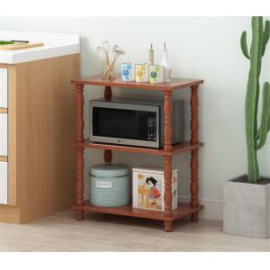 Oem 3 Tier Solid Wood Kitchen Microwave Rack Furniture For Plates