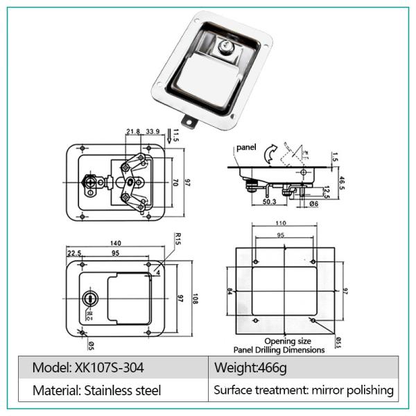 Rotary Stainless Steel Tool Box Latches Impact Resistance