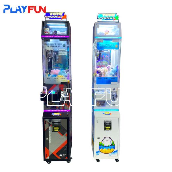 Playfun Coin Operated Toys Candy World Mini Claw Game Machine with Cash Bill