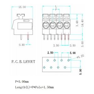Screwless Terminal | Pitch: 5.00mm | Part No.604-6-5.00