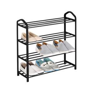 China Oem 4 Tier Small Shoe Rack Organizer Black Metal Iron Curved Handle on sale