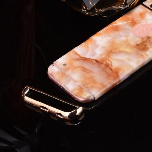 Hard PC 3 in 1 Plating Border Marble Lines Back Cover Cell Phone Case For iPhone