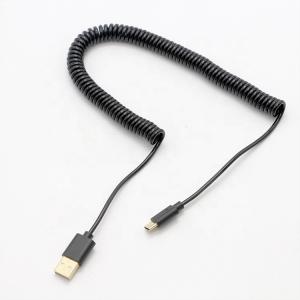 Custom Black Spring Fast Charging Coiled Sprial USB Type C to USB Charger