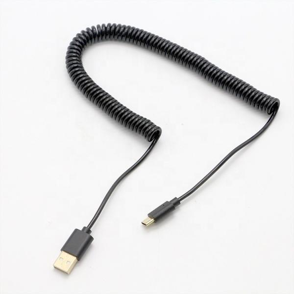 Custom Black Spring Fast Charging Coiled Sprial USB Type C to USB Charger