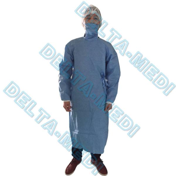 Quality Impervious Sterile SMS SMMS SSMMS Disposable Surgical Gown Integrated Mask wholesale