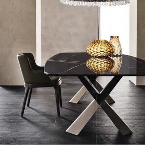 Modern Ceramic Marble Top Dining Table With Chair Rectangle Shape