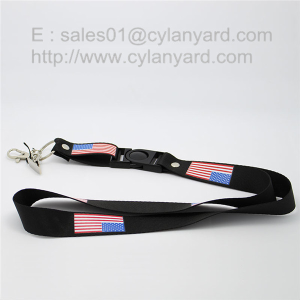Personalized polyester rivet lanyard with plastic release buckle