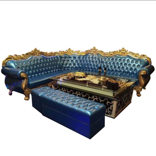 Quality Customized Blue Paint Bar Sofa Set Metal Velvet Sponge Material wholesale