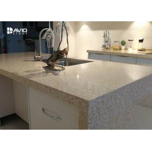 Cheap Beige Glossy Polished Quartz Stone Countertops , Solid Surface Quartz Kitchen Top for sale