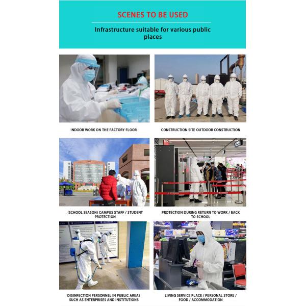 Breathable SMS Disposable Coverall Suit With Hood