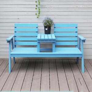 Outdoor Courtyard Solid Wooden Double Chair Bench with Table Enjoy Your Patio in