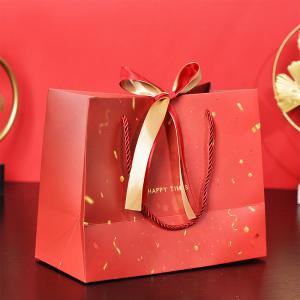 Offset Printing Custom Paper Gift Bags Gift Shopping Bag With Handle And Ribbon