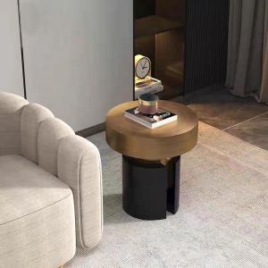 Titanium Noir Side Marble Ceramic Coffee Table Gold Frame Sleek