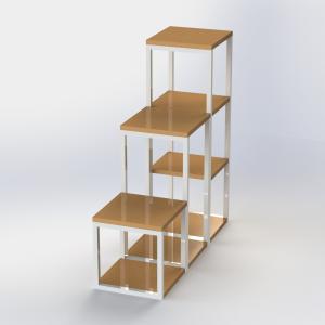 Square Shelves Storage Display Rack / Bamboo And Metal House Display Stand