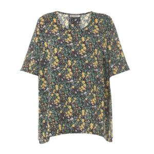 Women's Viscose Floral Half-Sleeve Top With Round Neck In Spring Or Summer