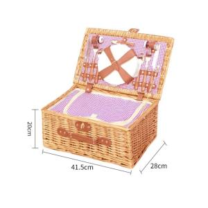 Fabric Linen Wicker Rattan Storage 4 Person Woven Willow Picnic Basket