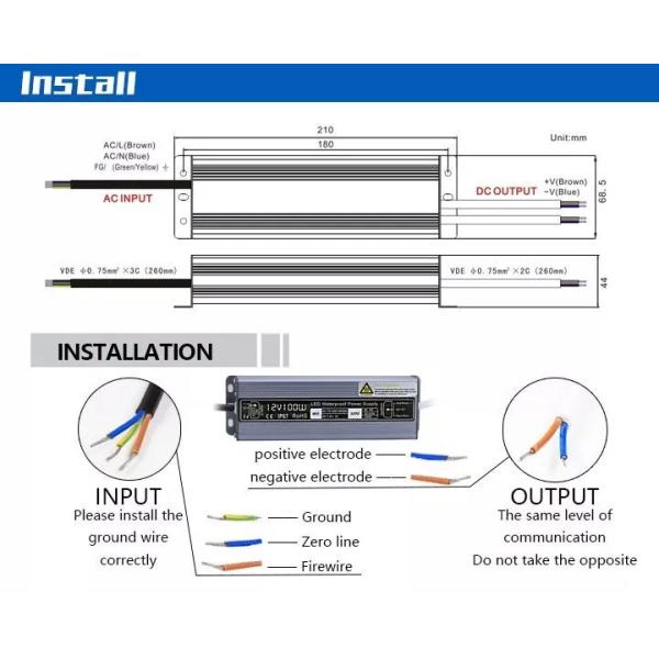 Dimmable 100W UL LED Power Supply 110V AC 12V 24V 36V 48V Transformer LED Driver