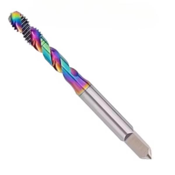 Quality Metric Standard HSS-E 2 Flute Spiral Tap with Colored Cobalt Coating Aluminum-Specific Design wholesale