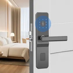 TTLock Smart Digital Door Lock Gray Aluminium Code Card Key Unlock For Hotel