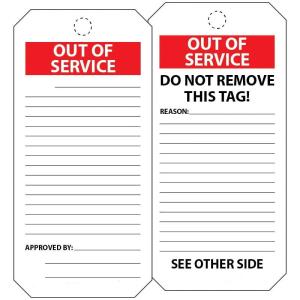 Out Of Service Tag PVC Waterproof Durable Lockout Tag