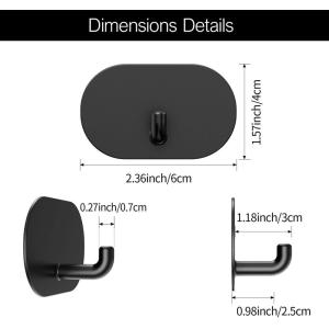 Rust-Proof Adhesive Hooks Heavy Duty Stick On Wall Hooks Stainless Steel Kitchen