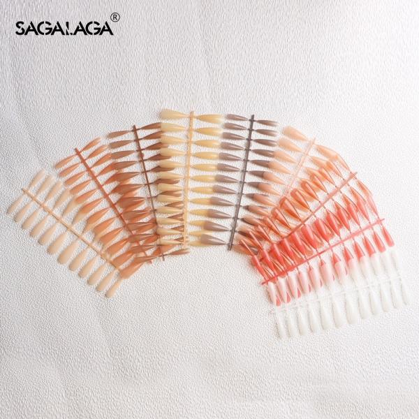 Quality 50 boxes Customized 3XL Colorful Full Cover Press on Nails Clear Pink Nude Medium Stiletto Plastic Cover Free Sample ABS wholesale