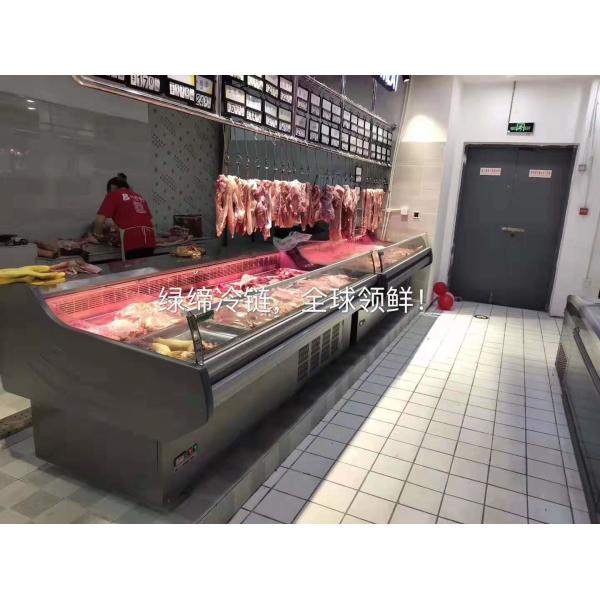 Commercial Top Open Fish Display Refrigerator Freezer With Corner Design