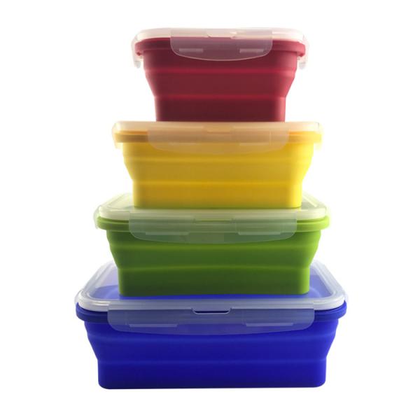 Quality Easy To Clean Collapsible Silicone Bento Boxes Lunch Bowl Boxes Folding Food Storage Container wholesale