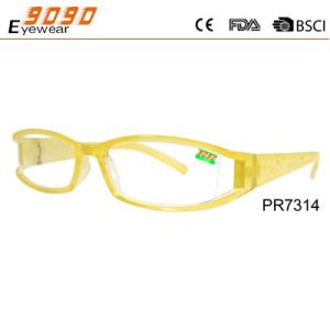 China Lady's Brightly colored rectangle reading glasses with PC frame ,plastic hinge on sale